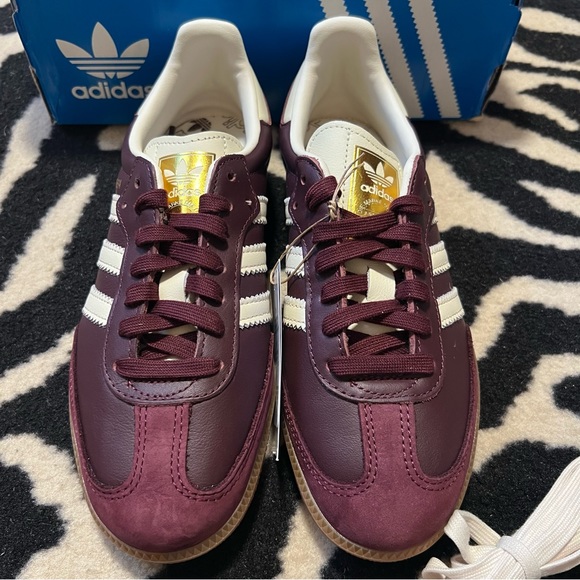 NWT Adidas Samba OG W Maroon Cream White Gold Metallic Sneakers Size Women’s 7 - Picture 11 of 16